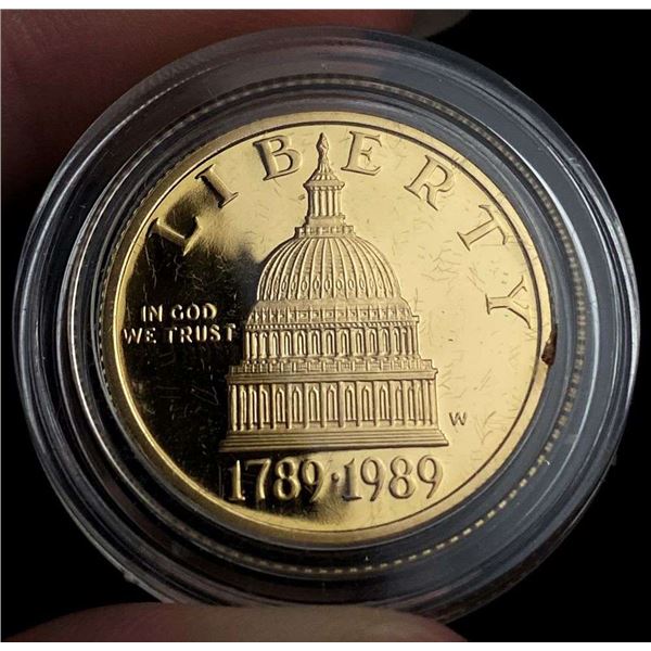 1989-W United States "Congress" $5 Gold PF69+