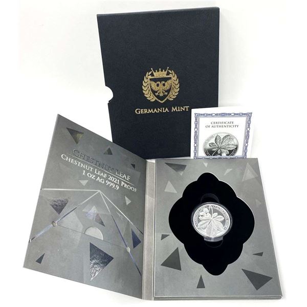 Germania Mint 2021 "Chestnut Leaf" 1 ozt Proof .9999 Silver