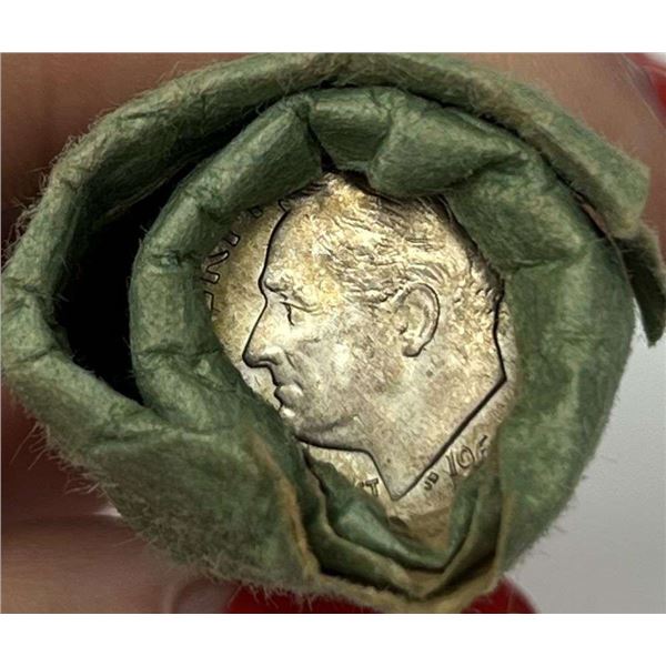 Roll (50-coins) Bank Wrapped BU 1960-D Roosevelt Silver Dimes