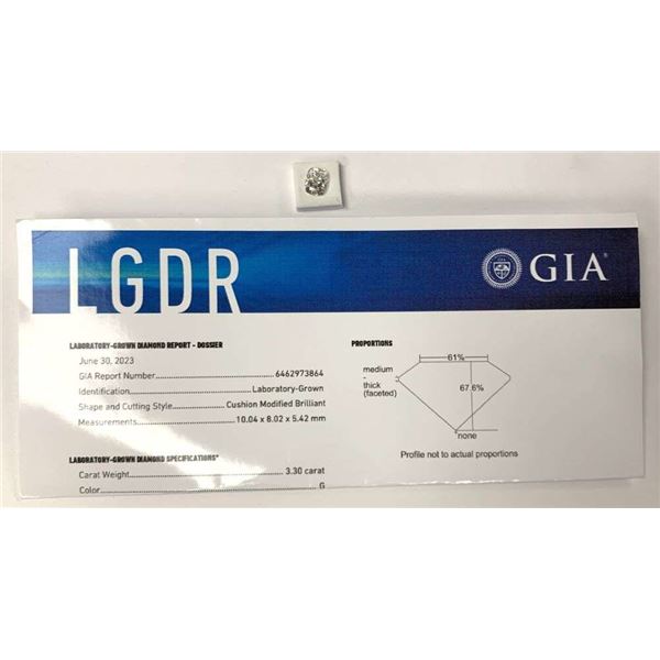 Last Minute! White Certified 3.30 Carat Cushion Diamond "G" Color, "VS1" Clarity GIA