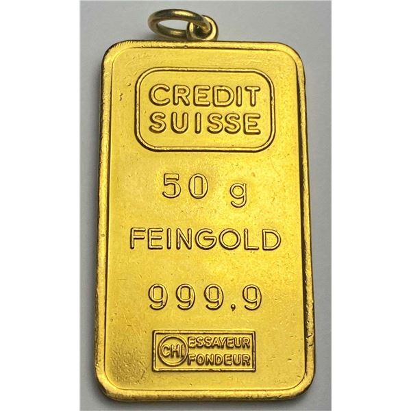 Vintage 50 Gram French Credit Suisse .9999 Gold Bar