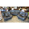 Image 1 : BLACK LEATHER 3 PIECE LIVING ROOM SET