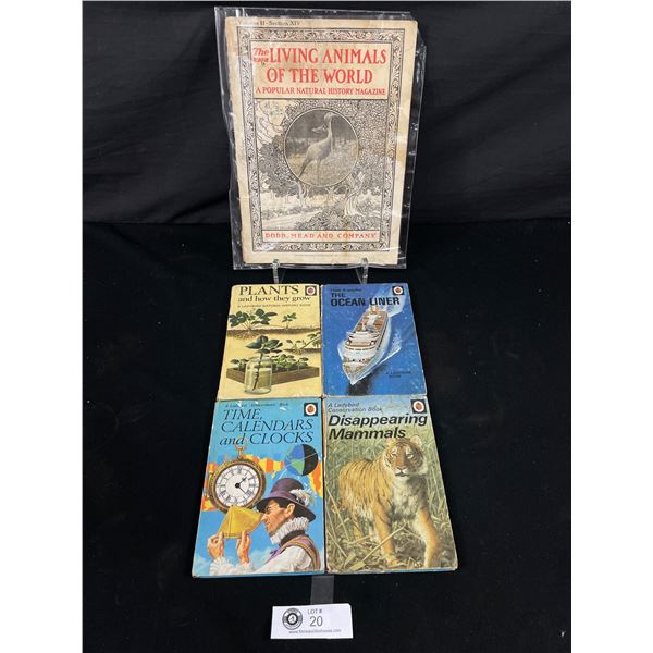 4 Vintage Ladybird Books & 1902 Animals Of The World Magazine