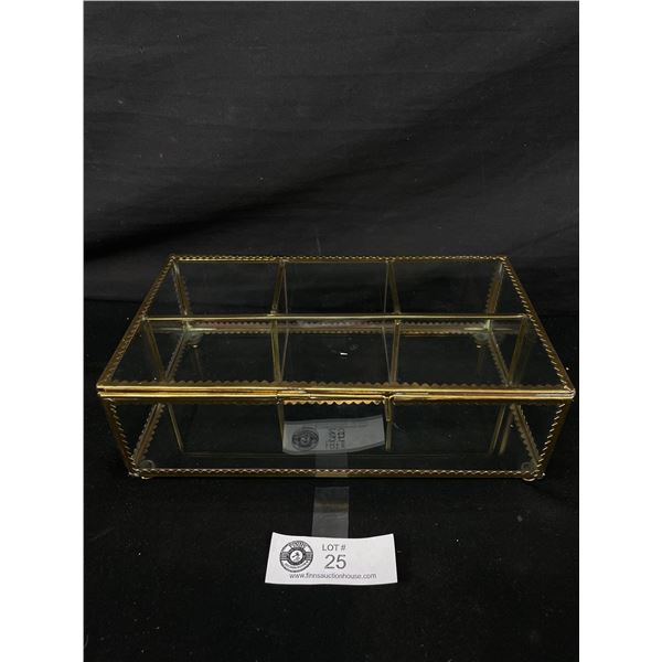 Fabulous Brass & Glass Vintage 40's Jewelry Box