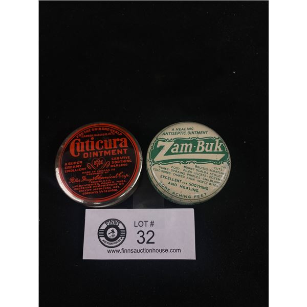 Miniture Tins Of 1930's Ointment - Zam-Buk & Cuticura