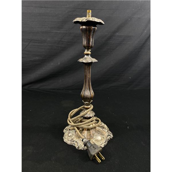 Antique Silver (Sheffield Plate) Candlestick Lamp 1880