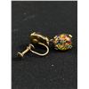 Image 2 : Nice Pair Of Foil Back Sterling Earrings 1930's