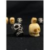 Image 2 : 7 Vintage Hand Carved Bone Skull Design & 4 Silver Metal Skull Design Beads For Bracelet