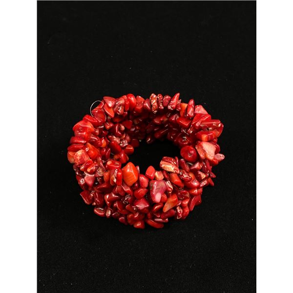 Multistrand Dark Red Coral Stretch Bracelet