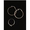 Image 1 : Nice Pair Of 1.5" Sterling Hoop Earrings & Sterling Marcasite & Amethyst Ring