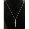 Image 1 : Vintage Sterling Silver Hand Engraved Cross Pendant w/Chain Necklace