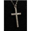 Image 2 : Vintage Sterling Silver Hand Engraved Cross Pendant w/Chain Necklace