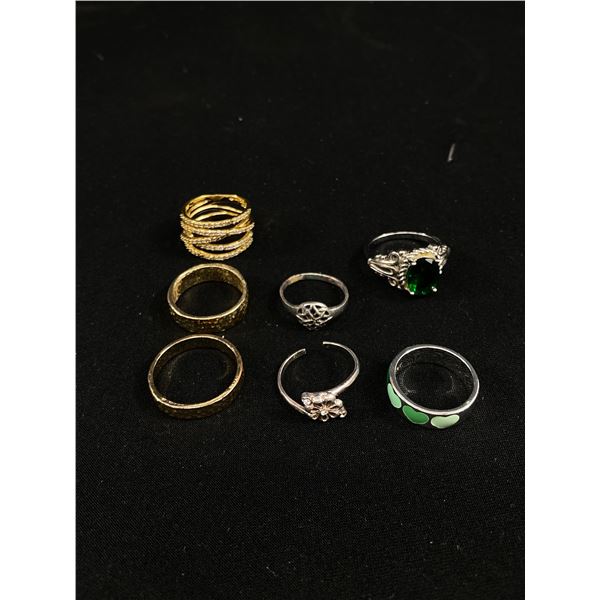 7 Rings & Ring Bands. Some Sterling Silver