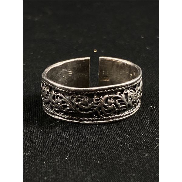 Large Ornate Design 925 Sterling Silver Ring Band, Open For Adjustible Sizes