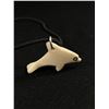 Image 2 : Hand Carved By First Nation Dolphin Pendant In Bone w/Black Cord Necklace