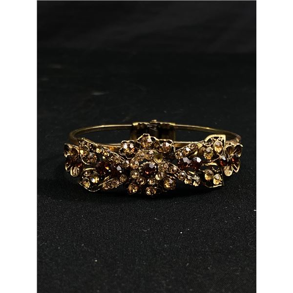 Vintage Rhinestone Hinged Bangle-Bracelet