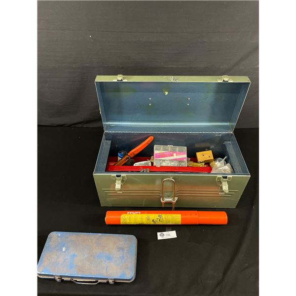 Vintage Metal Tool Box w/ Contents Approx. 20" x 9 1/2" x 8 1/2"