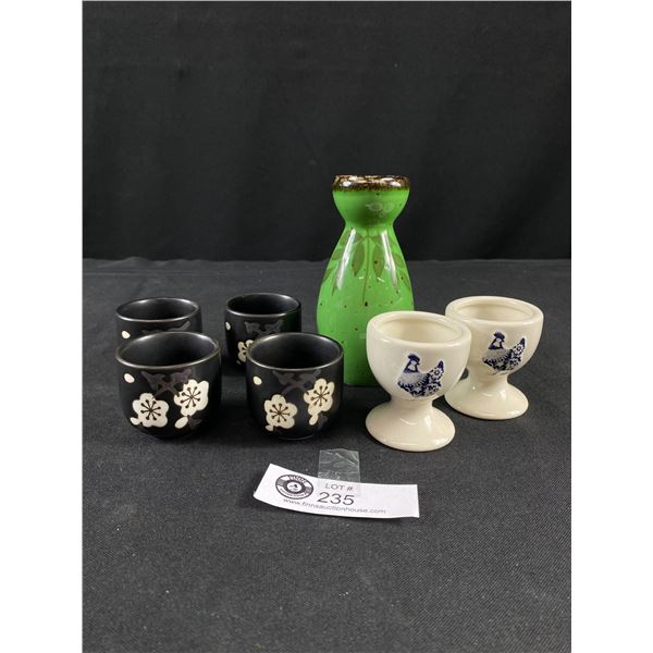 5 Pc Sake Set & 2 Egg Cups