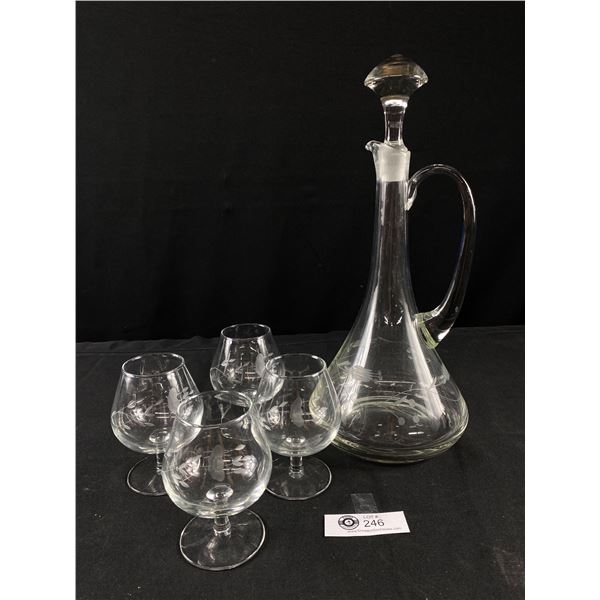 Vintage Princess House Decanter w/ 4 Glasses