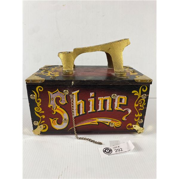 Vintage Wood & Brass Shoe Shine Box