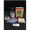 Image 1 : Misc Lot - Vintage BC Sugar Box, Mrs.Stewarts Bluing Bottle, & More