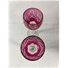 Image 3 : 7 Vintage Cranberry Colour Pinwheel Design Glasses