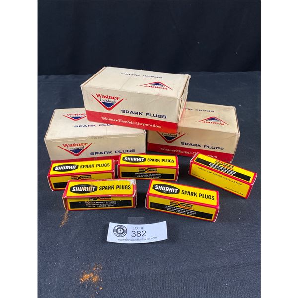 Three NOS Boxes of Wagner Locheed Spark Plugs and Five Individual Shurhit Spark Plugs NOS Boxes