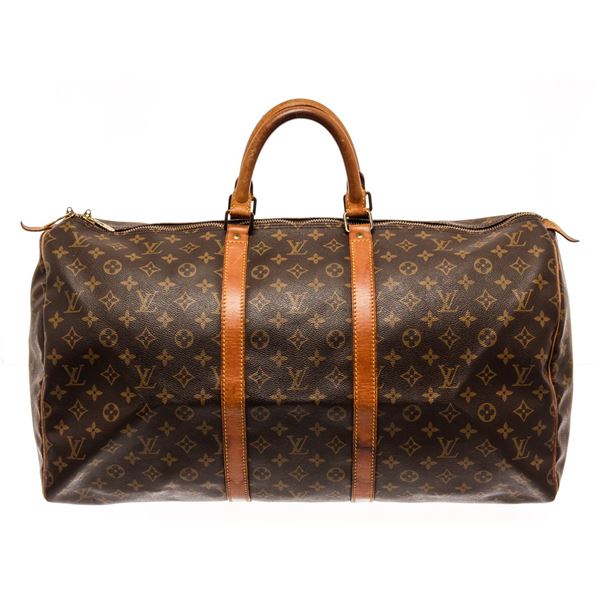 Louis Vuitton Brown Monogram Canvas Keepall 55 Travel Bag