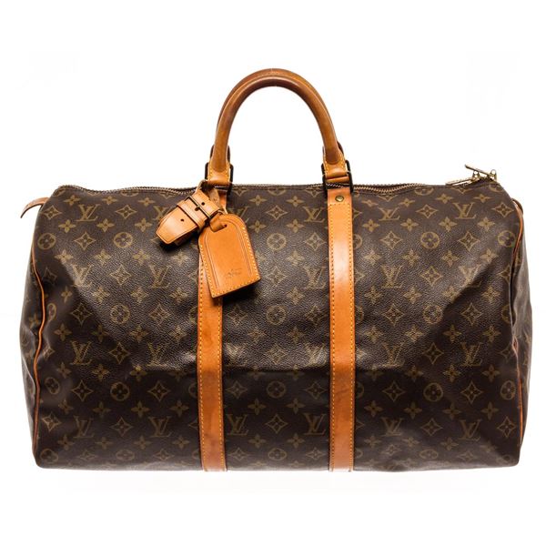 Louis Vuitton Brown Monogram Canvas Keepall 50 Travel Bag