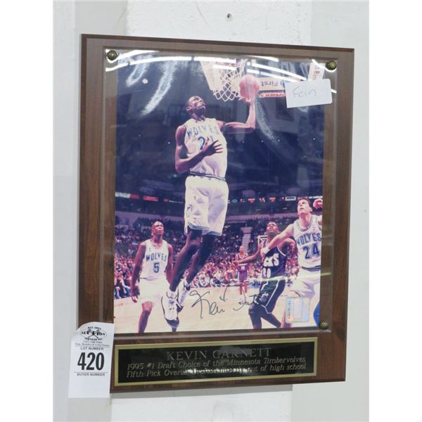 Kevin Garnett Autographed On Plaque