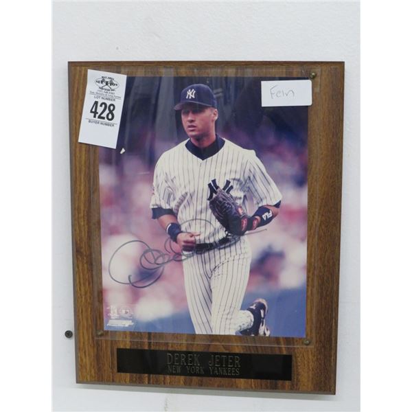 Derek Jeter Autographed Photo On Plaque