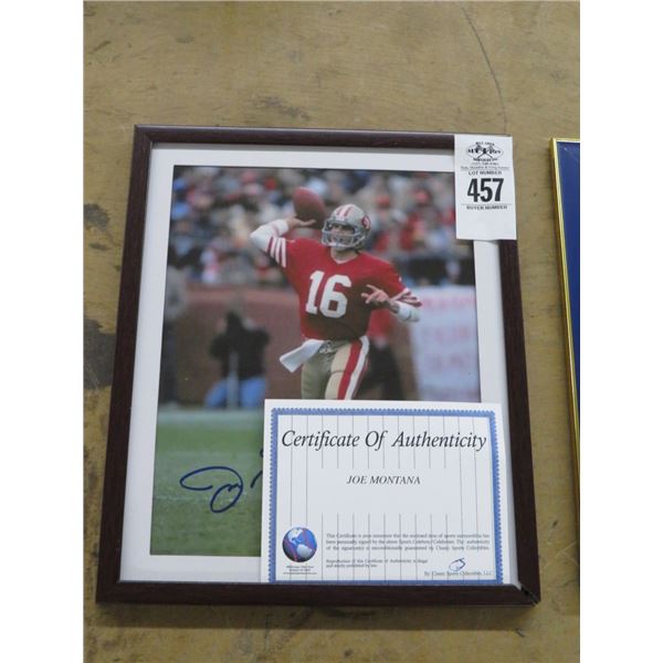 Autographed Football Photo Joe Montana or Joe Nameth and Hank Aaron w/COA - 3 X $