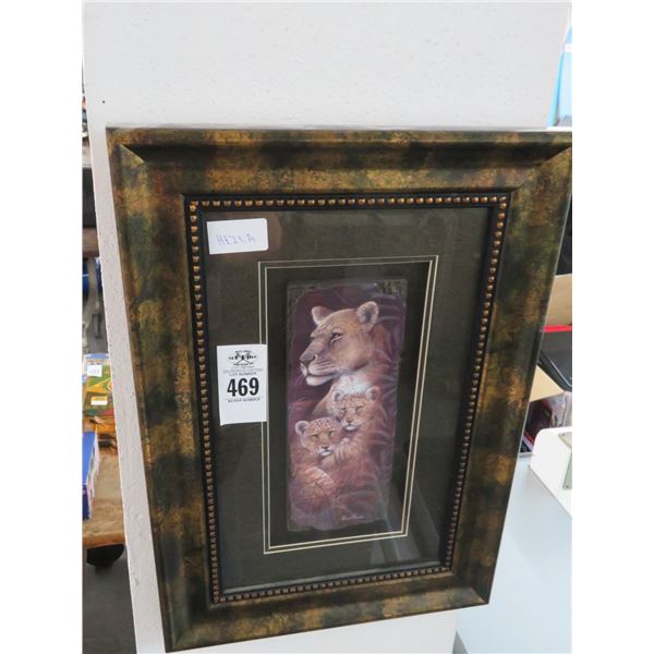 Framed Lion Art - 13 x 19