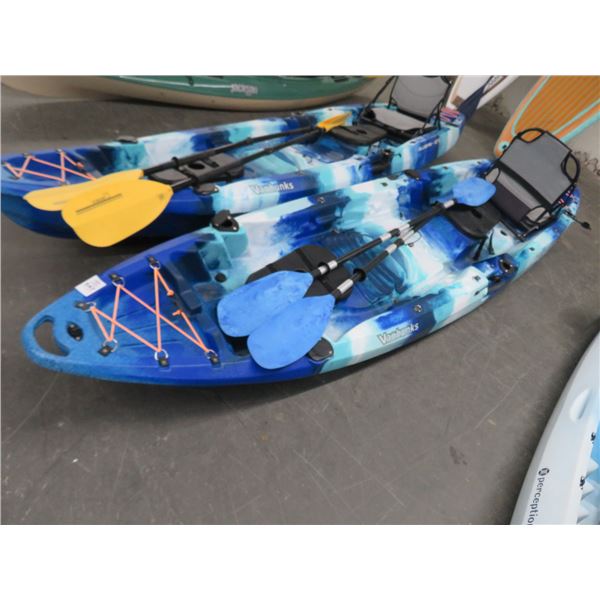 Van Hunks Blue 12' 2 Seat Sit On Kayak w/Oars