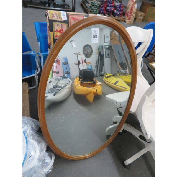 Large Oak Framed Oval Mirror - No Shipping