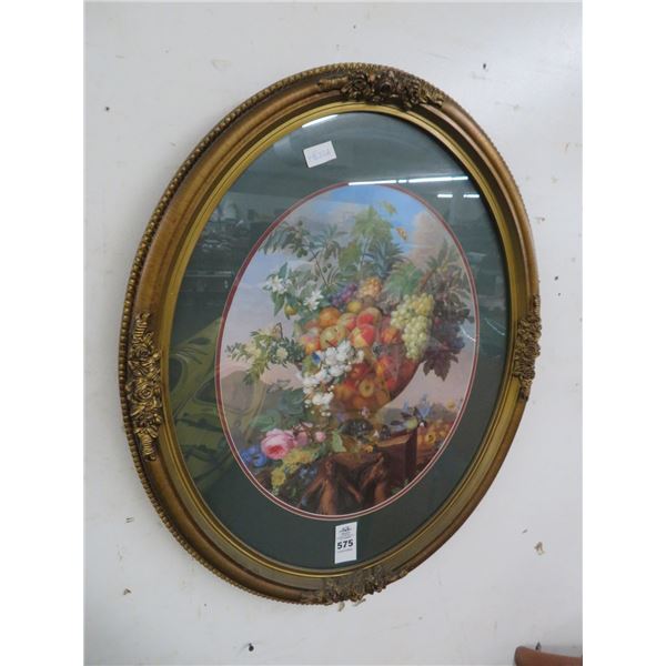 Ornately Framed Oval Floral