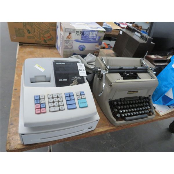 Sharp Electronic Cash Register & Underwood Vintage Typewriter