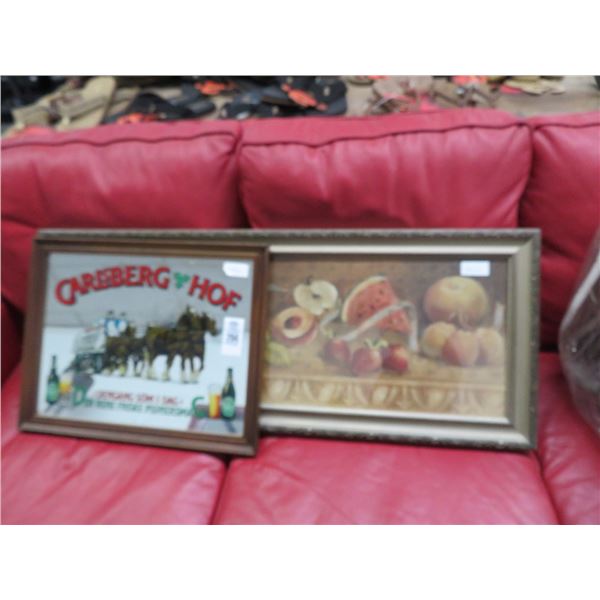 Carlsbert Beer Mirror and Fruit Art - No Shipping