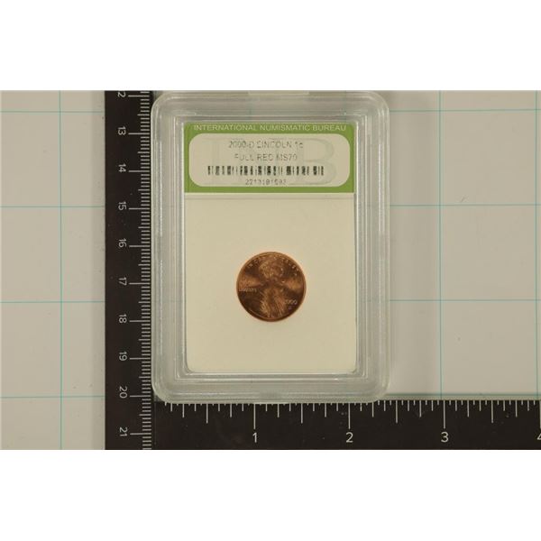 SLABBED 2000-D LINCOLN CENT FULL RED MS70