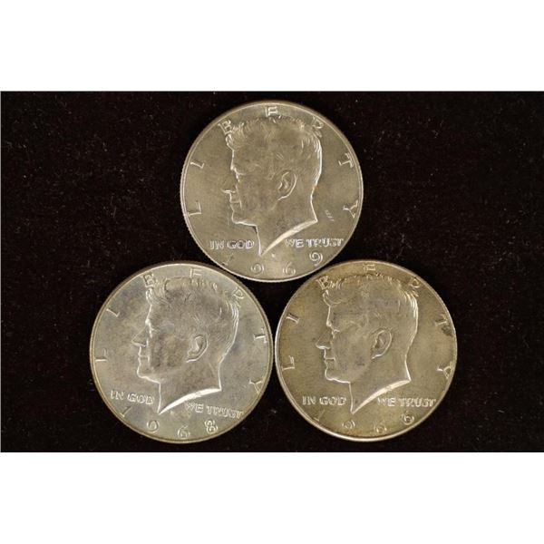 3-40%  SILVER JOHN F. KENNEDY HALVES UNC