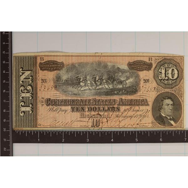 1864 CONFEDERATE STATES OF AMERICA $10 BILL