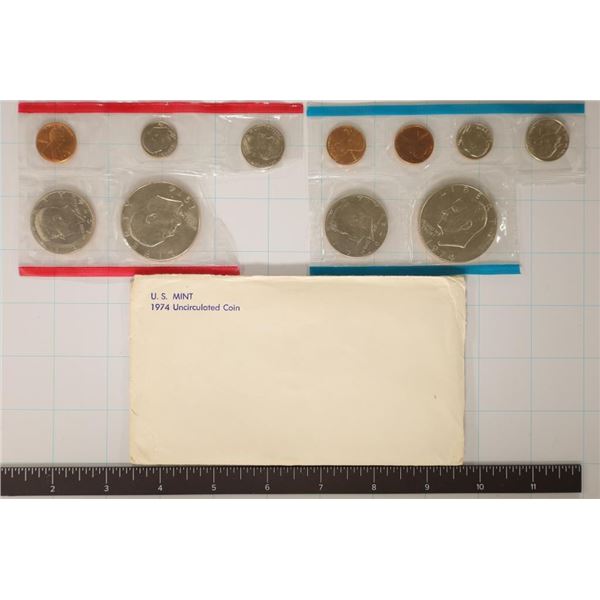 1974 PARTIAL US MINT SET (UNC) P/D (WITH ENVELOPE)