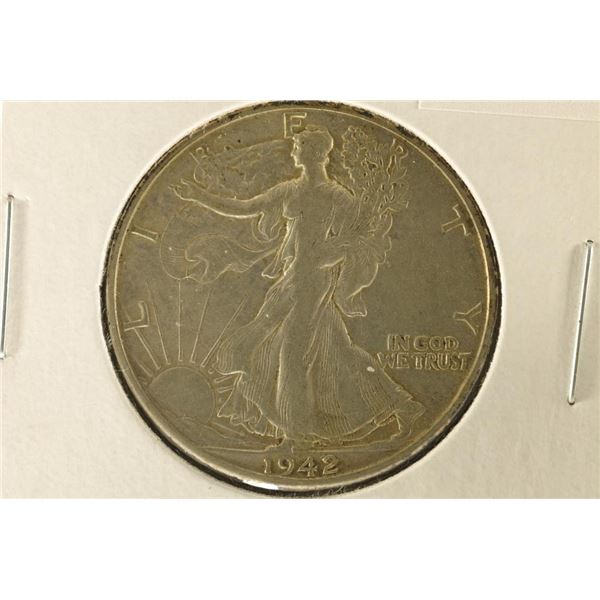 1942-D WALKING LIBERTY HALF DOLLAR VERY GOOD+