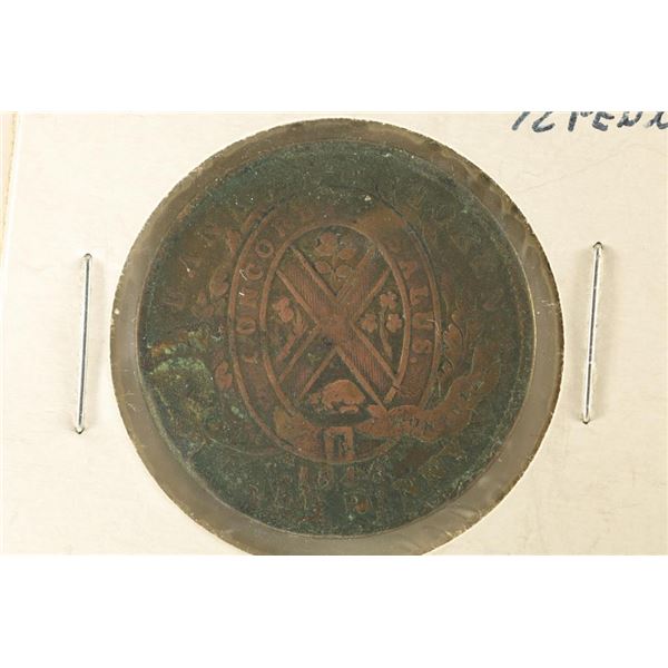 1844 CANADA HALF PENNY BANK TOKEN