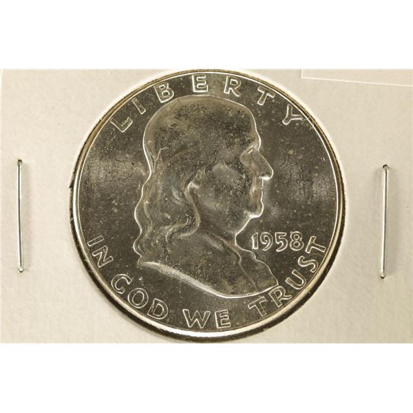 1958 SILVER FRANKLIN HALF DOLLAR BRILLIANT UNC