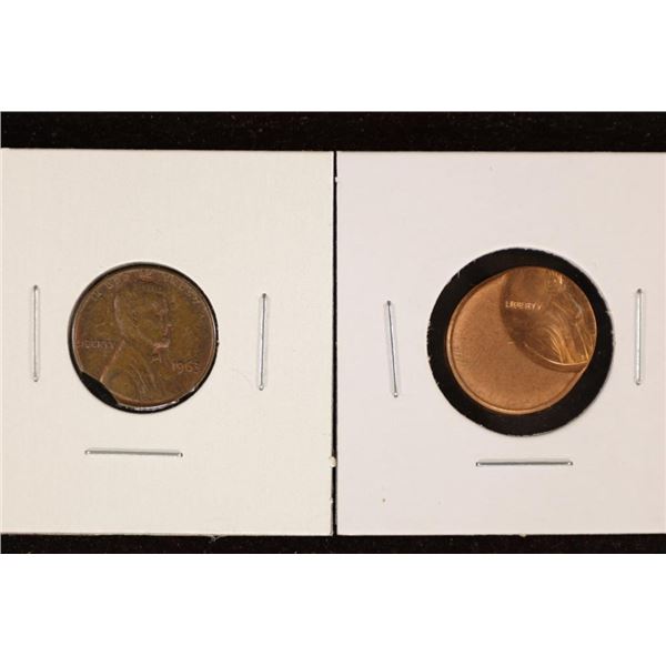 ERRORS 2 LINCOLN CENTS: 1963 CLIPPED EDGE &