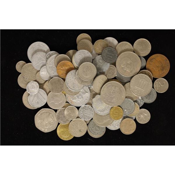 APPROX. 1 POUND ASSORTED FOREIGN COINS ALL SIZES