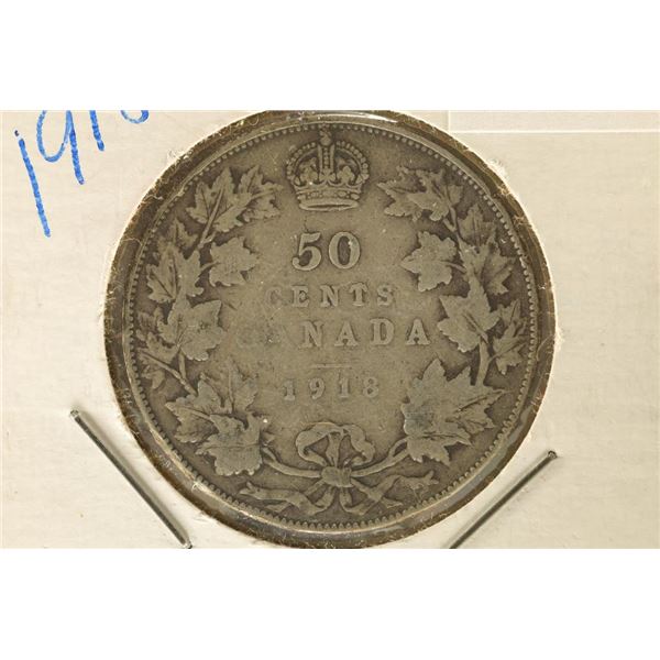 1918 SILVER CANADA 50 CENTS