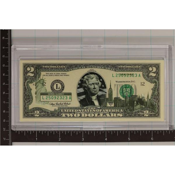 2003-A US $2 FRN WITH NEW YORK OVERLAY. CRISP UNC