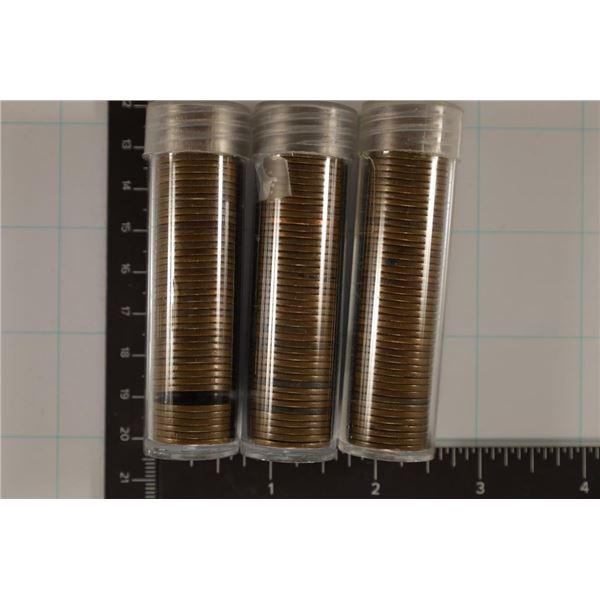 3 ROLLS OF LINCOLN WHEAT CENTS: ALL 1940'S